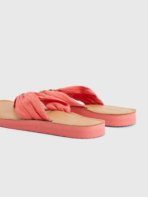 Tommy Hilfiger Essential Bőr Footbed Flip-Flops Szandál Női Piros | TH368GDB