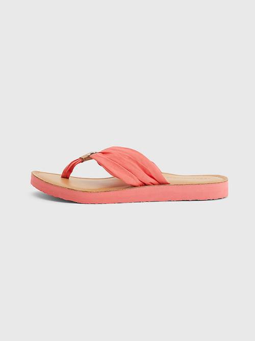 Tommy Hilfiger Essential Bőr Footbed Flip-Flops Szandál Női Piros | TH368GDB