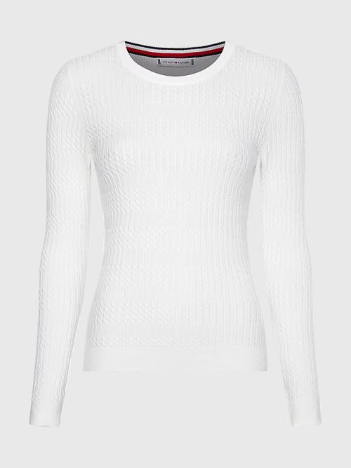 Tommy Hilfiger Essential Cable Knit Jumper Pulóverek Női Fehér | TH089BWC