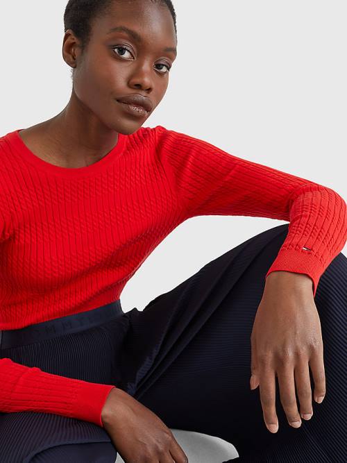 Tommy Hilfiger Essential Cable Knit Jumper Pulóverek Női Narancssárga | TH389GOW