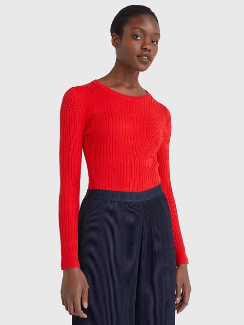 Tommy Hilfiger Essential Cable Knit Jumper Pulóverek Női Narancssárga | TH389GOW