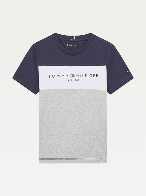 Tommy Hilfiger Essential Colour-Blocked Organic Pamut Póló Fiú Szürke | TH240KUC