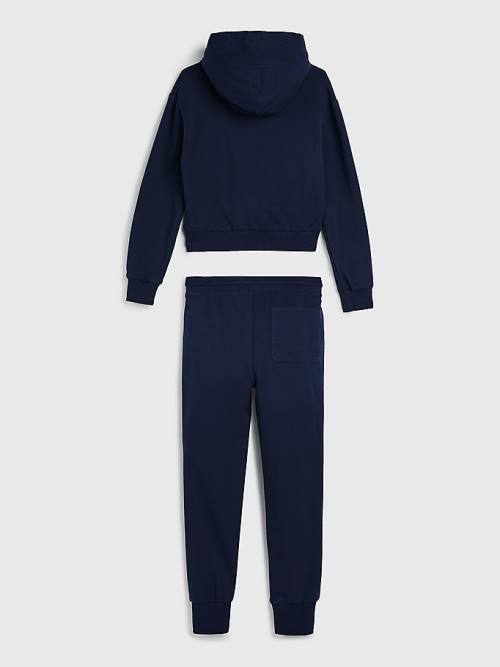 Tommy Hilfiger Essential Colour-Blocked And Joggers Set Kapucnis Pulóver Lány Kék | TH261TPD