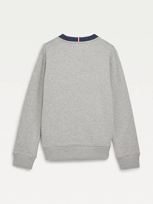 Tommy Hilfiger Essential Colour-Blocked Organic Pamut Pulóver Fiú Szürke | TH326AYE