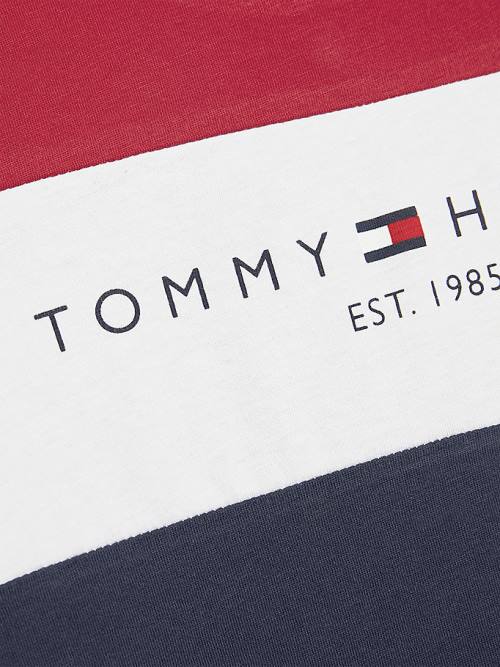 Tommy Hilfiger Essential Colour-Blocked Organic Pamut Póló Fiú Kék | TH654TEU