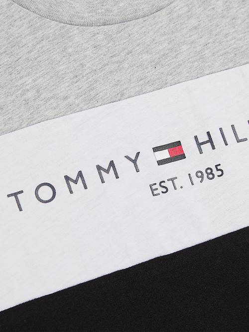 Tommy Hilfiger Essential Colour-Blocked Organic Pamut Póló Fiú Fekete | TH982YNP