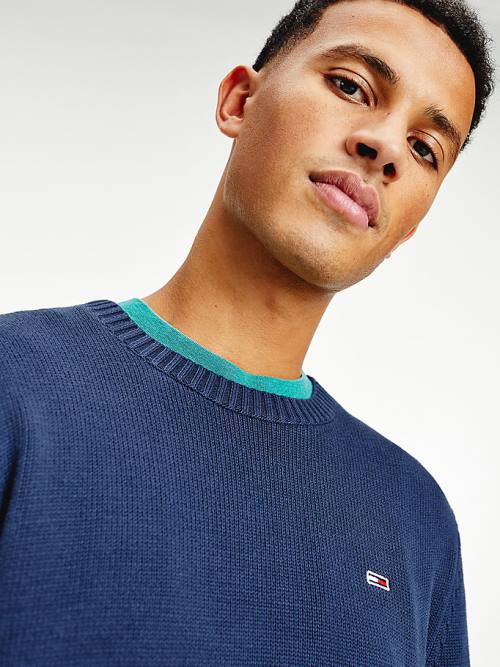 Tommy Hilfiger Essential Crew Neck Jumper Pulóverek Férfi Kék | TH753OJQ