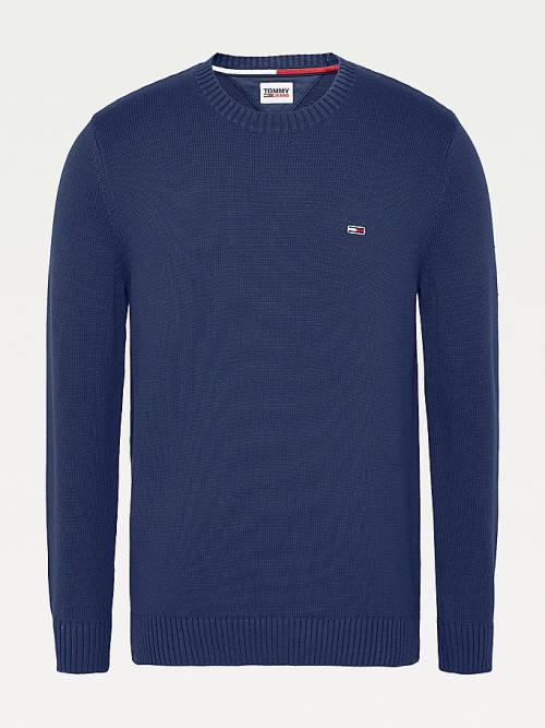 Tommy Hilfiger Essential Crew Neck Jumper Pulóverek Férfi Kék | TH753OJQ