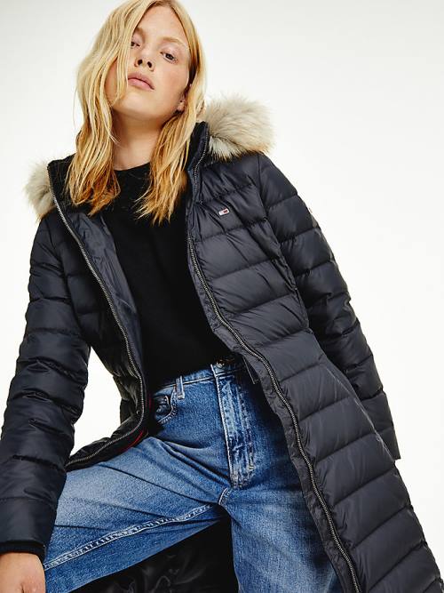 Tommy Hilfiger Essential Csuklyás Down Coat Kabát Női Fekete | TH072ENT