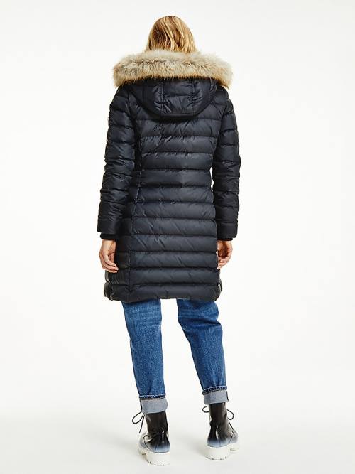 Tommy Hilfiger Essential Csuklyás Down Coat Kabát Női Fekete | TH072ENT