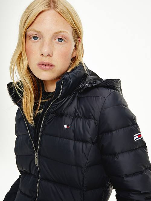 Tommy Hilfiger Essential Csuklyás Down Coat Kabát Női Fekete | TH072ENT