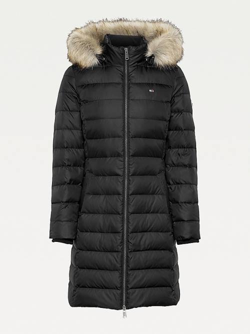 Tommy Hilfiger Essential Csuklyás Down Coat Kabát Női Fekete | TH072ENT