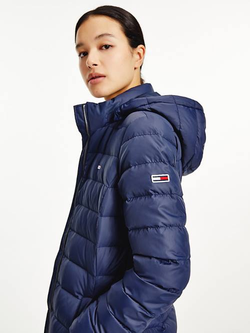 Tommy Hilfiger Essential Csuklyás Down Coat Kabát Női Kék | TH429IHB