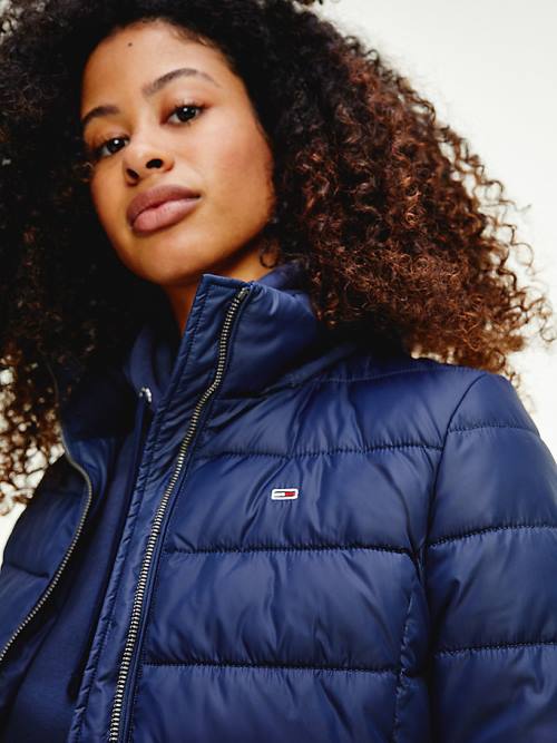 Tommy Hilfiger Essential Csuklyás Padded Kabát Női Kék | TH156PKB