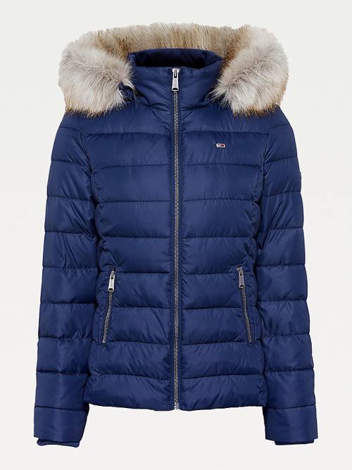 Tommy Hilfiger Essential Csuklyás Padded Kabát Női Kék | TH156PKB