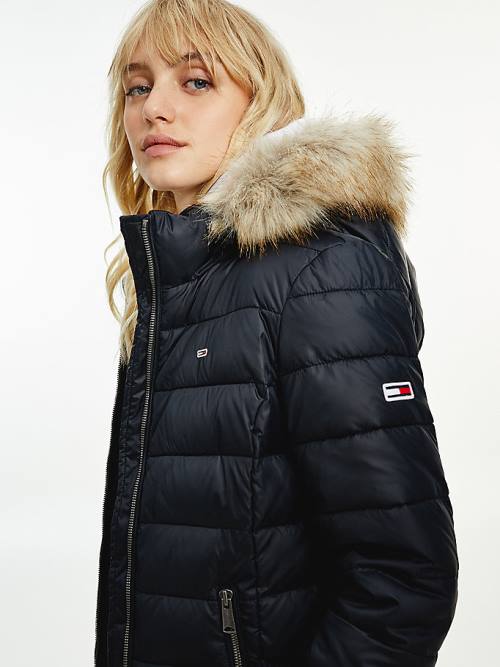 Tommy Hilfiger Essential Csuklyás Padded Kabát Női Fekete | TH529JDM