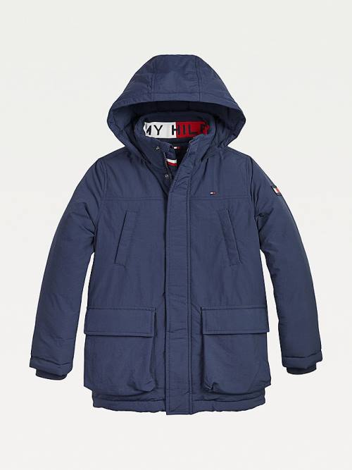 Tommy Hilfiger Essential Csuklyás Parka Kabát Fiú Kék | TH295EML