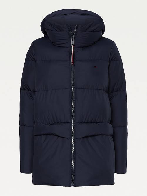 Tommy Hilfiger Essential Curve TH Protect Padded Logo Coat Kabát Női Kék | TH586QIE