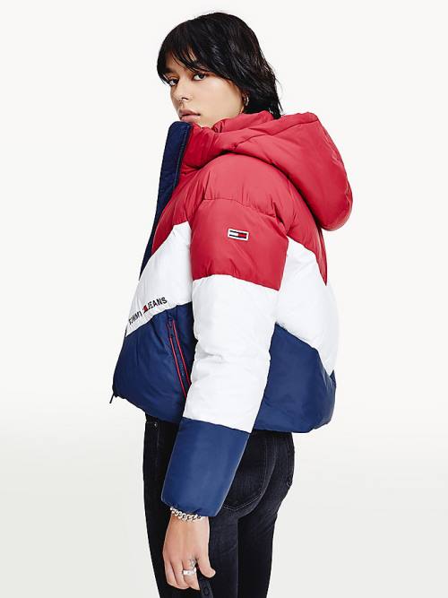 Tommy Hilfiger Essential Down Chevron Puffer Kabát Női Piros | TH216ICA