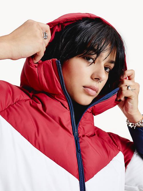 Tommy Hilfiger Essential Down Chevron Puffer Kabát Női Piros | TH216ICA