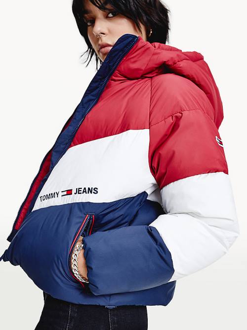 Tommy Hilfiger Essential Down Chevron Puffer Kabát Női Piros | TH216ICA