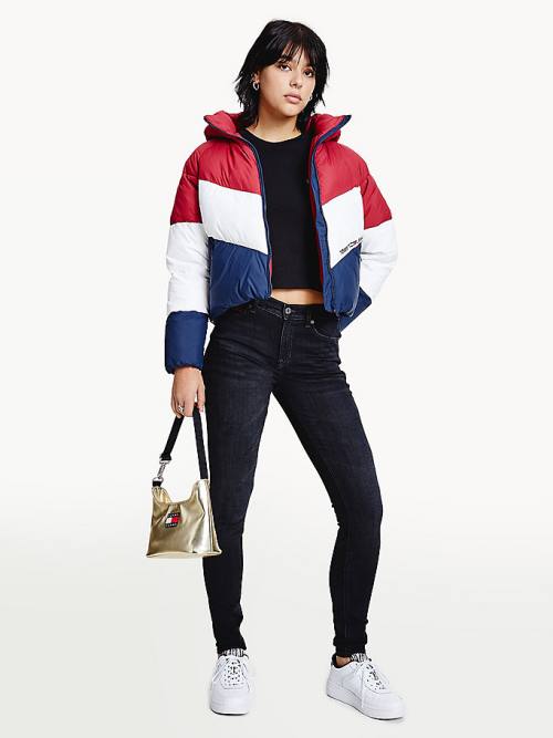 Tommy Hilfiger Essential Down Chevron Puffer Kabát Női Piros | TH216ICA