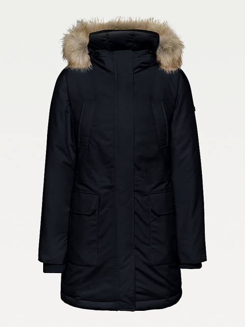 Tommy Hilfiger Essential Faux Fur Trim Down Parka Dzseki Női Fekete | TH093RWS