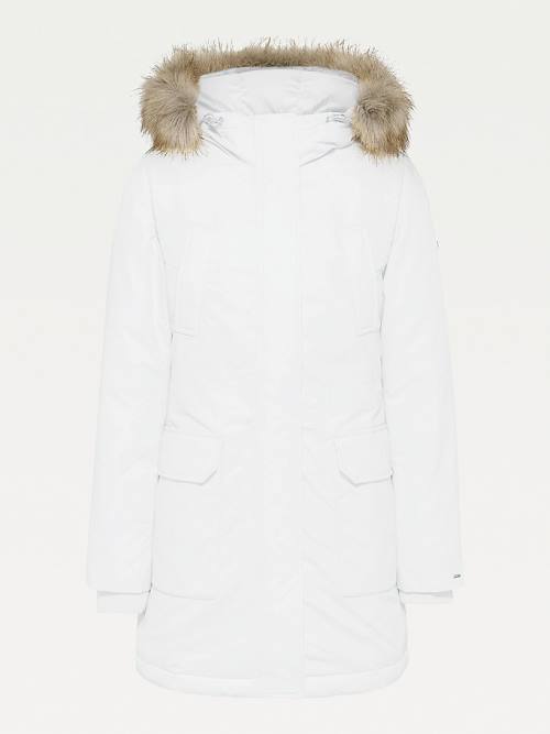 Tommy Hilfiger Essential Faux Fur Trim Down Parka Dzseki Női Fehér | TH103MVX