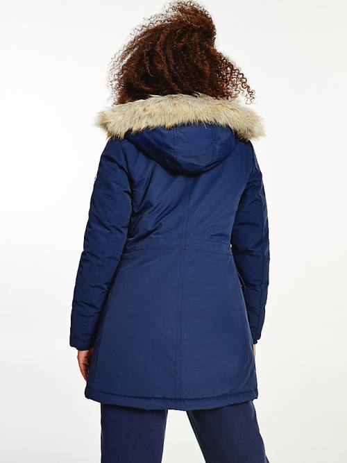 Tommy Hilfiger Essential Faux Fur Trim Down Parka Dzseki Női Kék | TH361FSQ