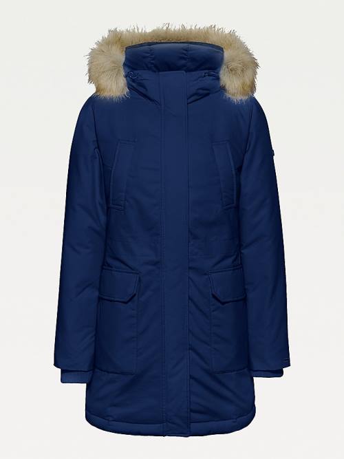 Tommy Hilfiger Essential Faux Fur Trim Down Parka Dzseki Női Kék | TH361FSQ