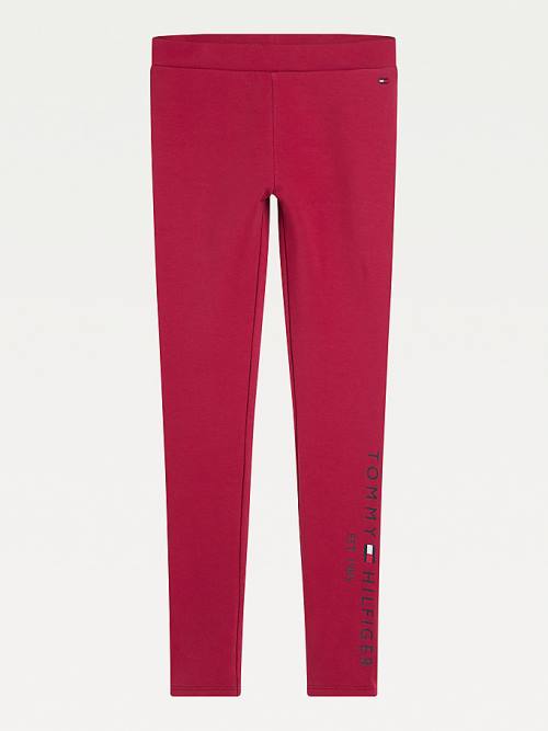 Tommy Hilfiger Essential Full Length Logo Leggings Nadrág Lány Piros | TH735SUI