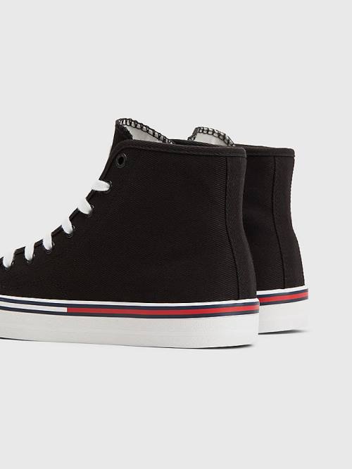 Tommy Hilfiger Essential High-Top Vászon Tornacipő Női Fekete | TH673IHA