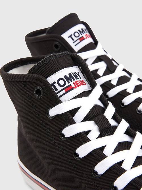 Tommy Hilfiger Essential High-Top Vászon Tornacipő Női Fekete | TH673IHA