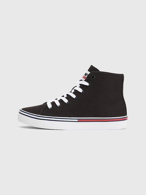 Tommy Hilfiger Essential High-Top Vászon Tornacipő Női Fekete | TH673IHA