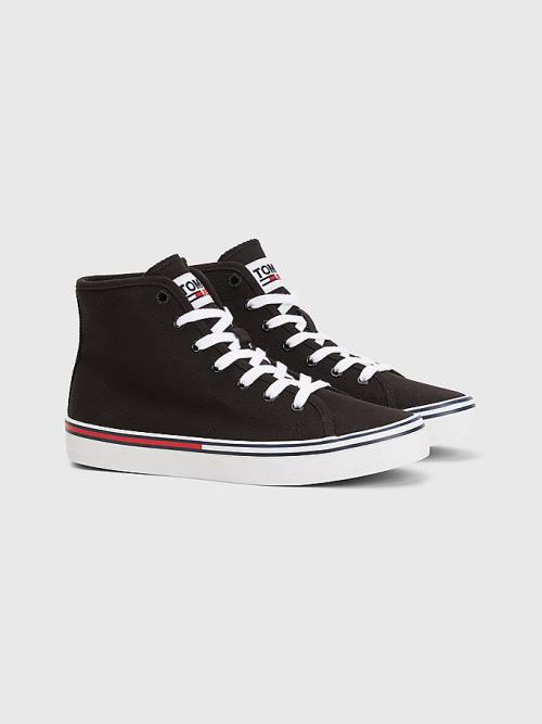 Tommy Hilfiger Essential High-Top Vászon Tornacipő Női Fekete | TH673IHA