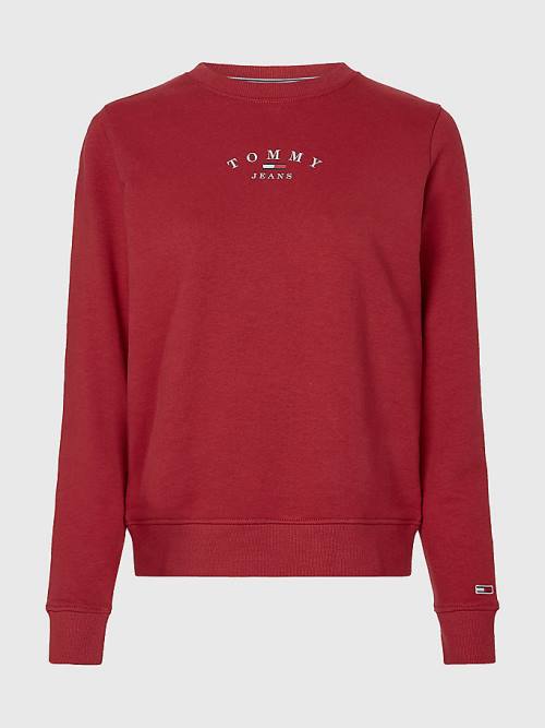 Tommy Hilfiger Essential Logo Crew Neck Pulóver Női Piros | TH685RIM