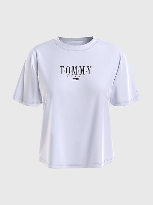 Tommy Hilfiger Essential Logo Jersey Póló Női Fehér | TH471TPD