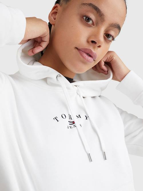 Tommy Hilfiger Essential Logo Kapucnis Pulóver Női Fehér | TH169PVN