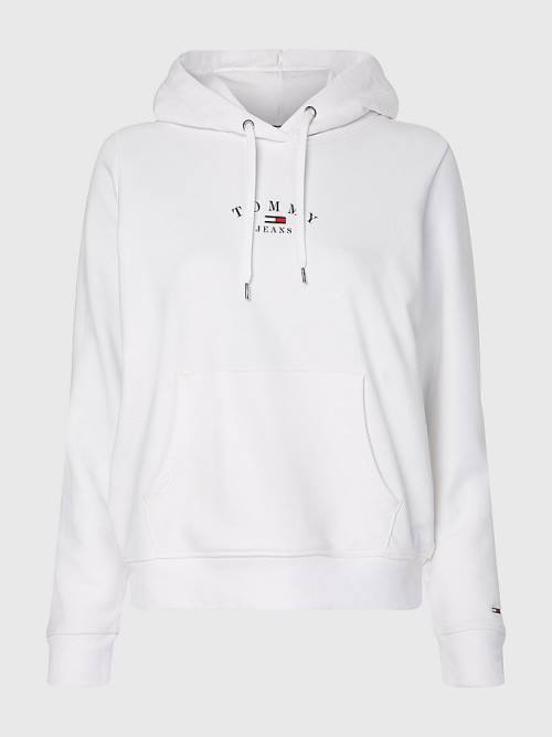 Tommy Hilfiger Essential Logo Kapucnis Pulóver Női Fehér | TH169PVN