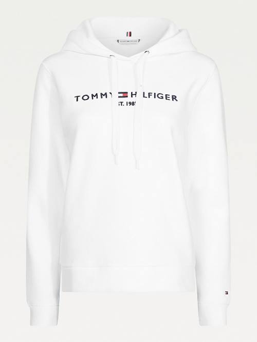 Tommy Hilfiger Essential Logo Kapucnis Pulóver Női Fehér | TH170APX