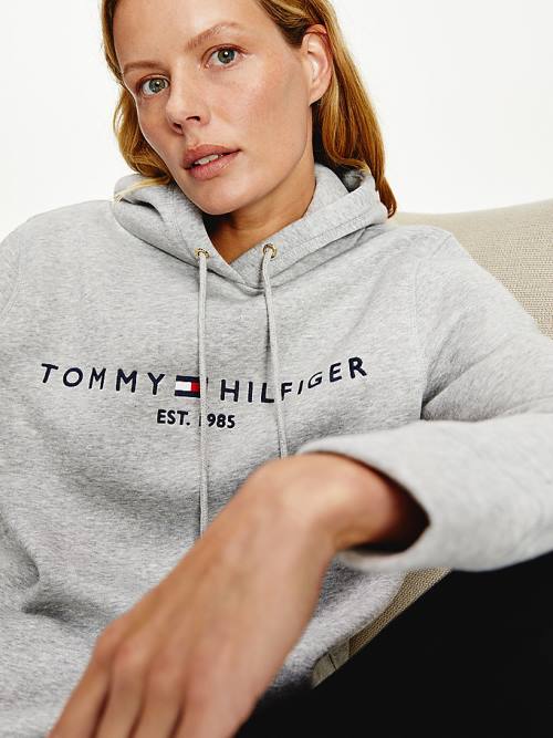 Tommy Hilfiger Essential Logo Kapucnis Pulóver Női Szürke | TH290KXP