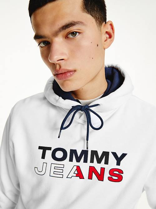 Tommy Hilfiger Essential Logo Kapucnis Pulóver Férfi Fehér | TH420UEJ