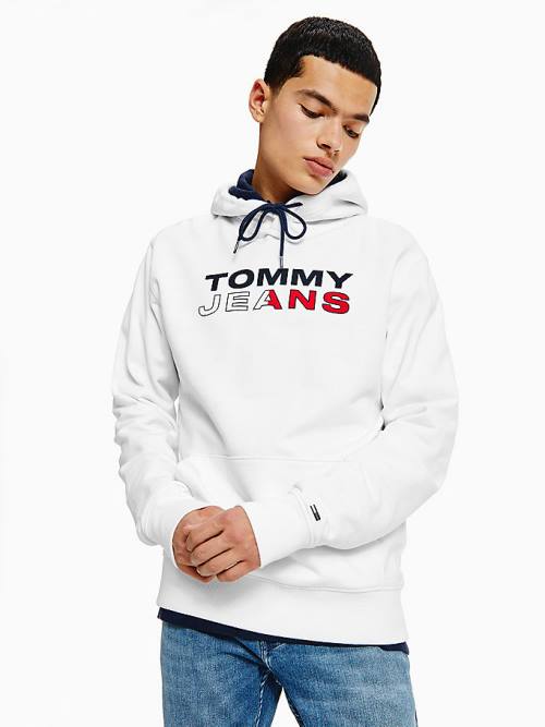 Tommy Hilfiger Essential Logo Kapucnis Pulóver Férfi Fehér | TH420UEJ