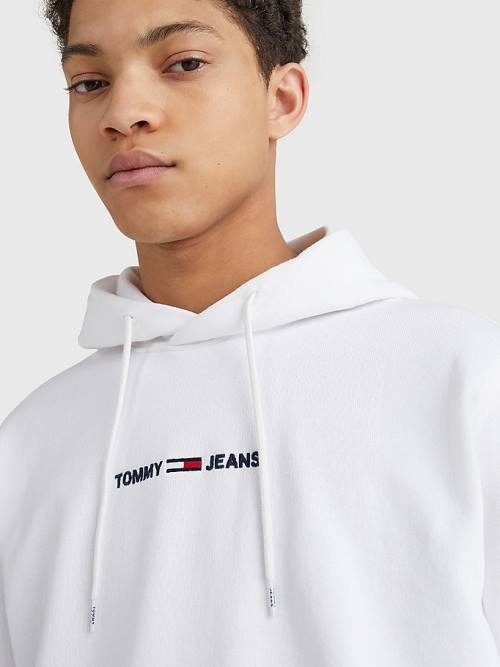 Tommy Hilfiger Essential Logo Kapucnis Pulóver Férfi Fehér | TH569MZN