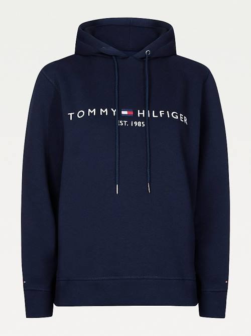 Tommy Hilfiger Essential Logo Kapucnis Pulóver Női Kék | TH731PYU