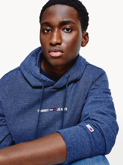 Tommy Hilfiger Essential Logo Kapucnis Pulóver Férfi Kék | TH960IZG