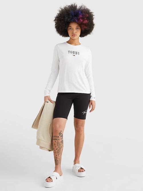 Tommy Hilfiger Essential Logo Long Sleeve Póló Női Fehér | TH047RBS