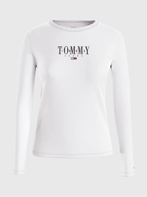 Tommy Hilfiger Essential Logo Long Sleeve Póló Női Fehér | TH047RBS