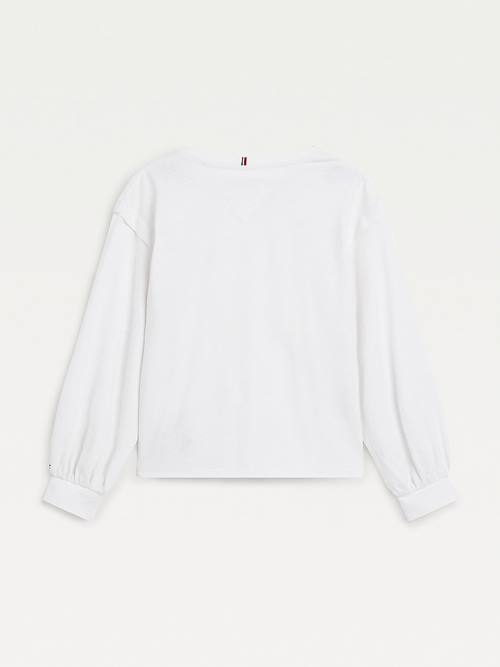 Tommy Hilfiger Essential Logo Long Sleeve Póló Lány Fehér | TH465SHM