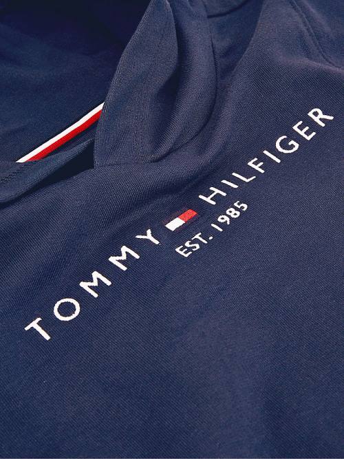 Tommy Hilfiger Essential Logo Organic Pamut Kapucnis Pulóver Lány Kék | TH158WNA